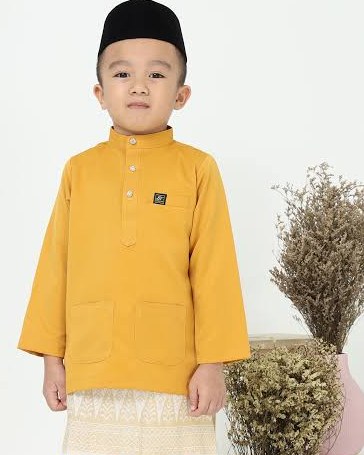 Mustard baju melayu with songket