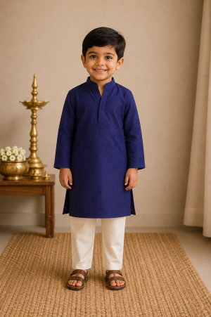 THE SIGNATURE - BOYS - Handloom Cotton Kurta & Pant Set
